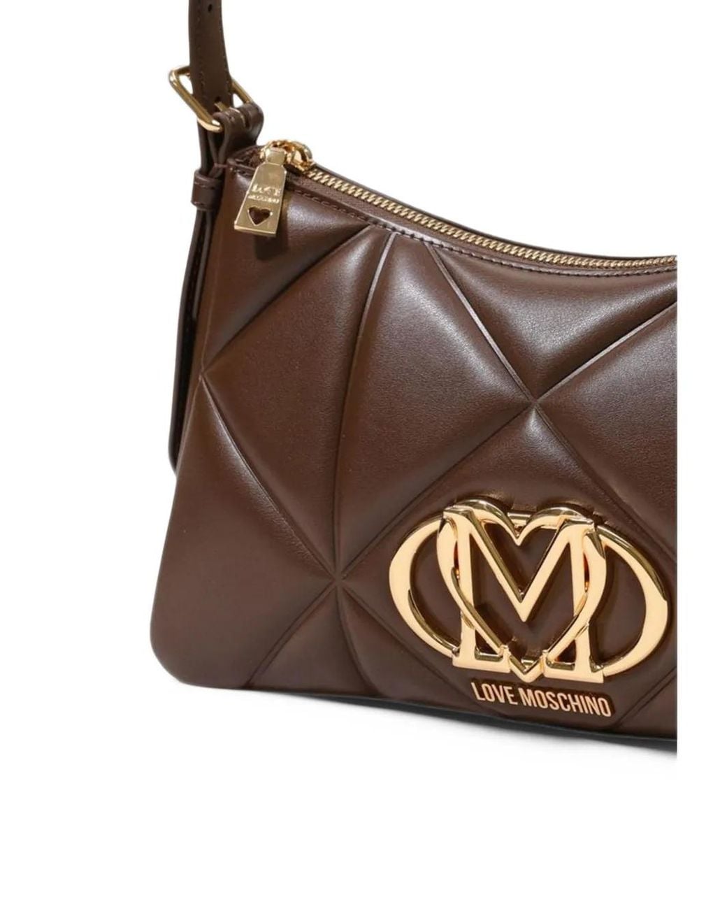 Love Moschino Brown Quilted Logo-Plaque Tote Bag