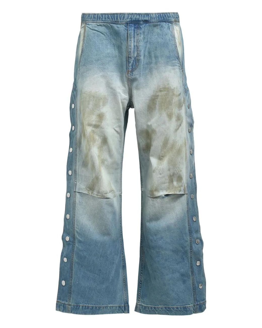 BREATH Blue Button-Embellishment Jeans for men