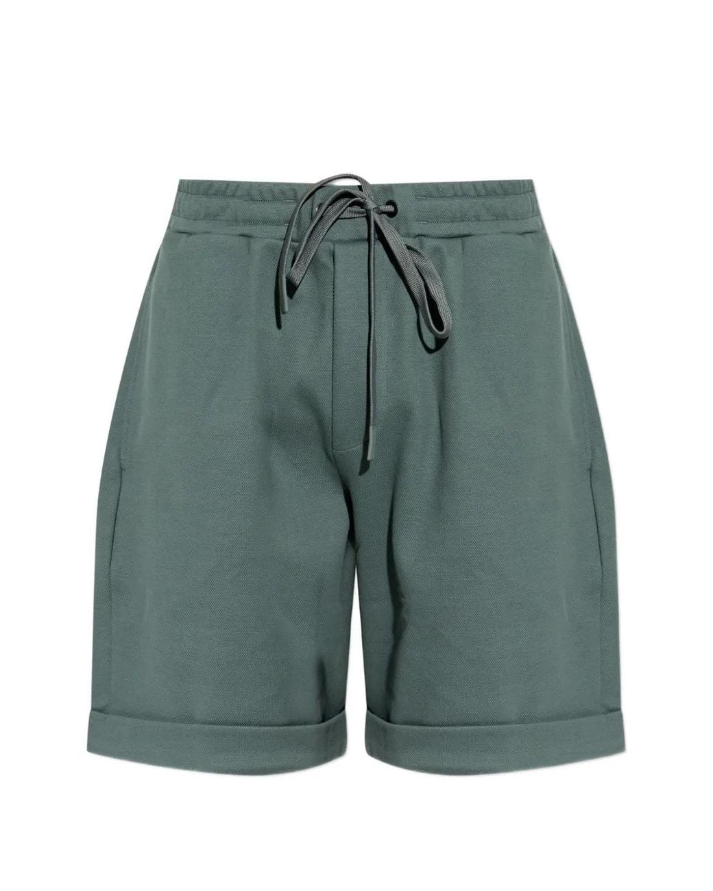 Hanro Green Drawstring-Waist Turn-Up Shorts for men