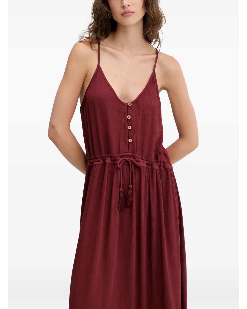 Rip Curl Red Classic Surf Tassel-Detail Maxi Dress