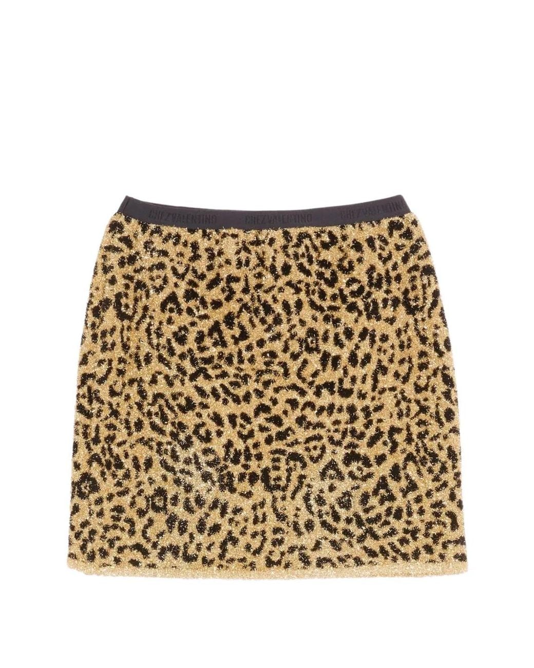 Valentino Garavani Metallic Jacquard Animal Print Lurex Knit Short Skirt