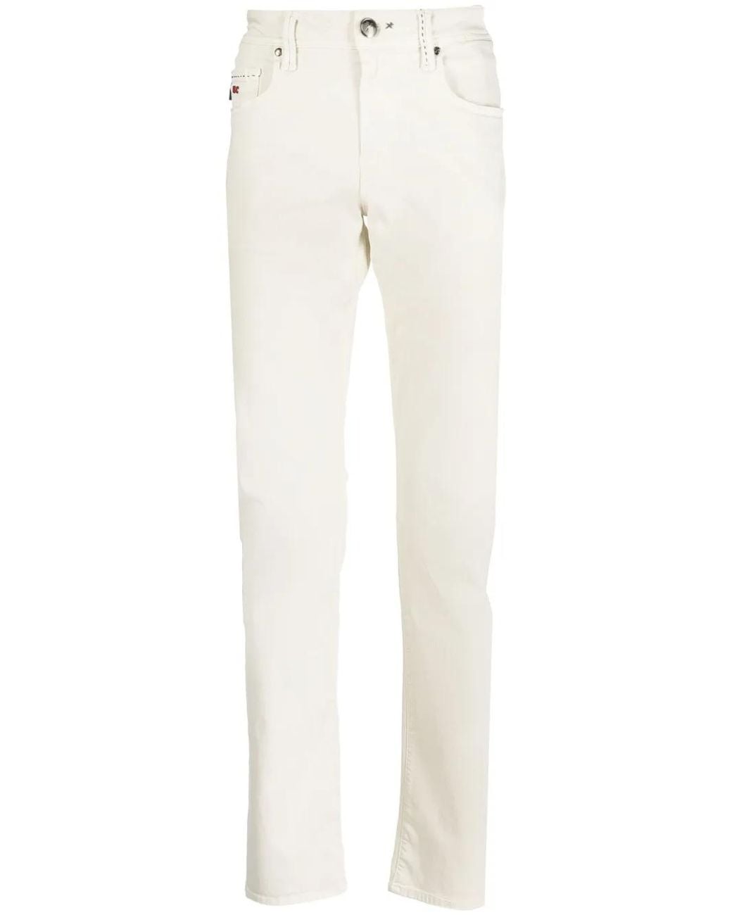 Sartoria Tramarossa White Embroidered-Logo Slim-Fit Jeans for men