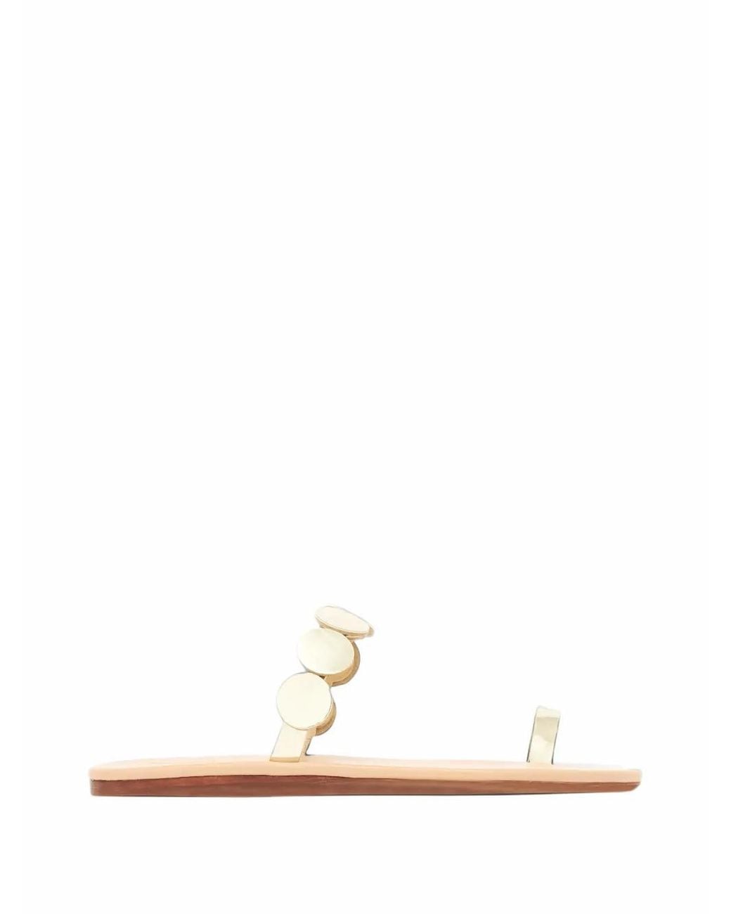 Ancient Greek Sandals White Calisto Coin-Embellished Flat Sandals