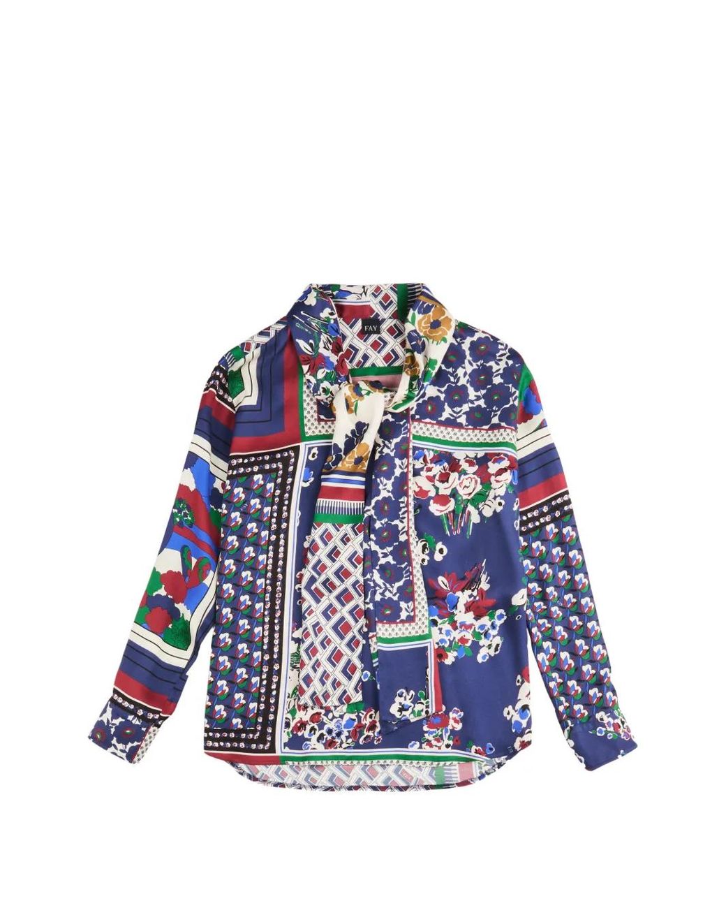 Blusa Con Stampa Patchwork di Fay in Blue