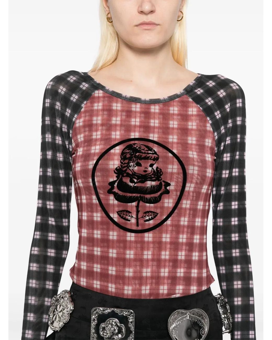 トップス Chopova Lowena Angeliaflocked longsleeve Chopova Lowena Angelia Flocked Long-Sleeved Top in Red | Lyst