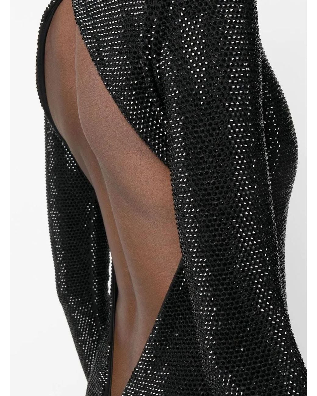 Philipp Plein Black Crystal-Embellished Backless Dress