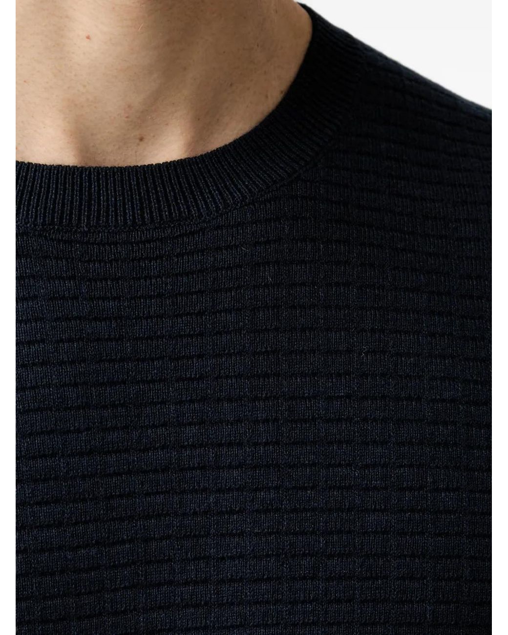 Trussardi Blue Waffle-Knit Crew-Neck Sweater for men