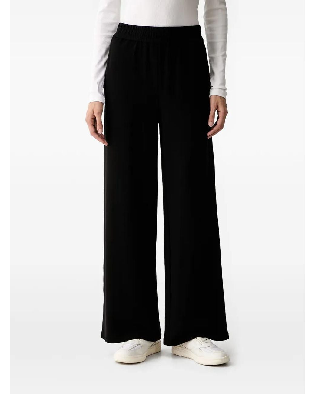 Karl Lagerfeld Black Logo-Embroidered Side-Stripe Trousers