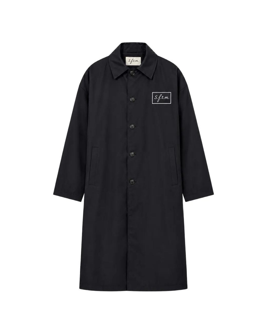 Song For The Mute Blue Logo-Patch Single-Breasted Coat for men