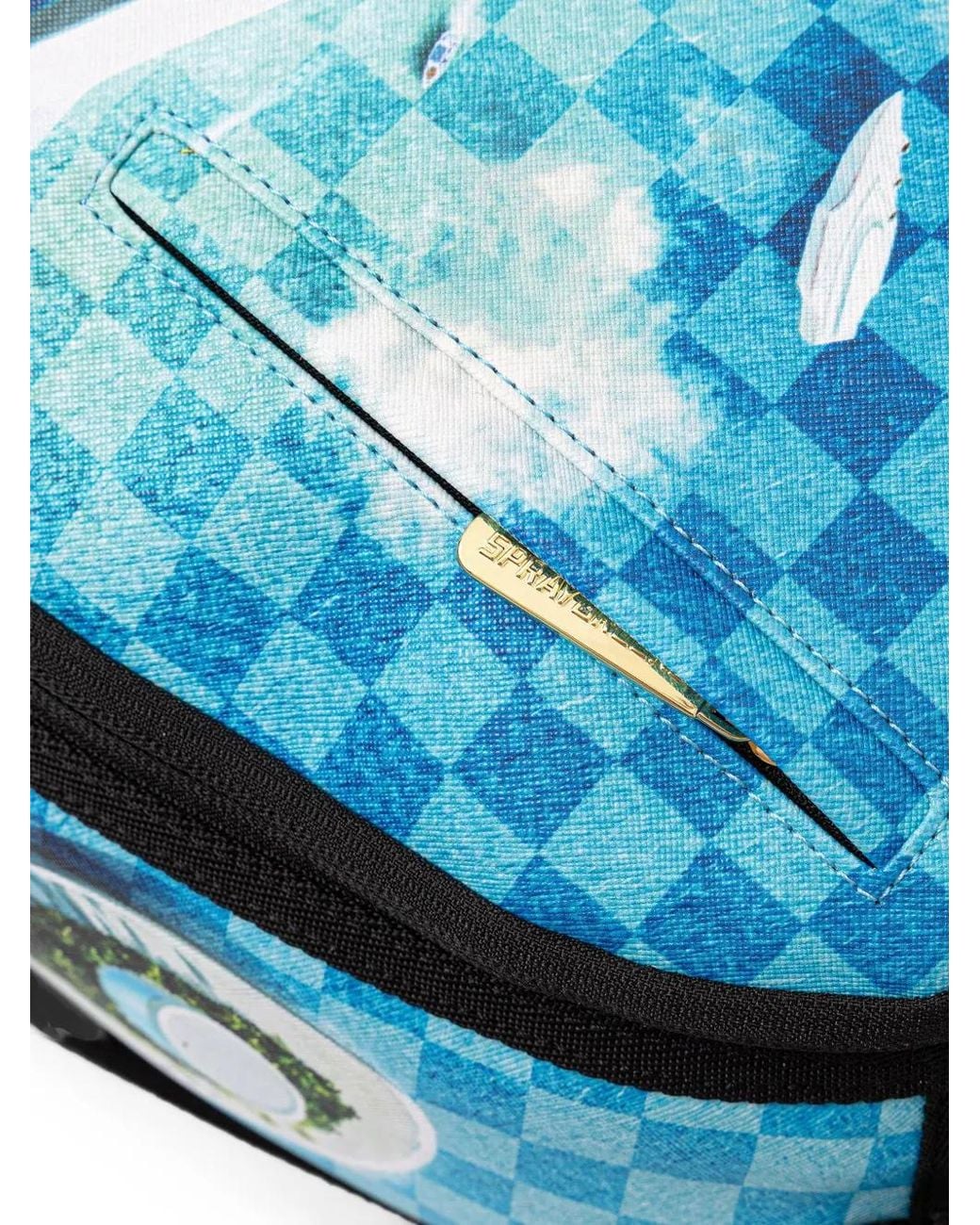 Sprayground Blue Shark Island Checkered-Print Backpack