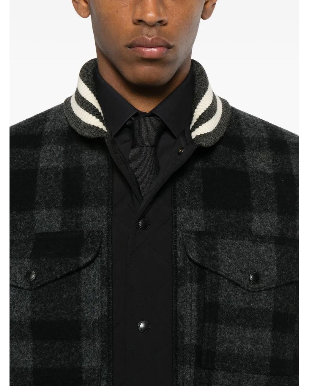 Junya Watanabe Black Check Panelled Jacket for men