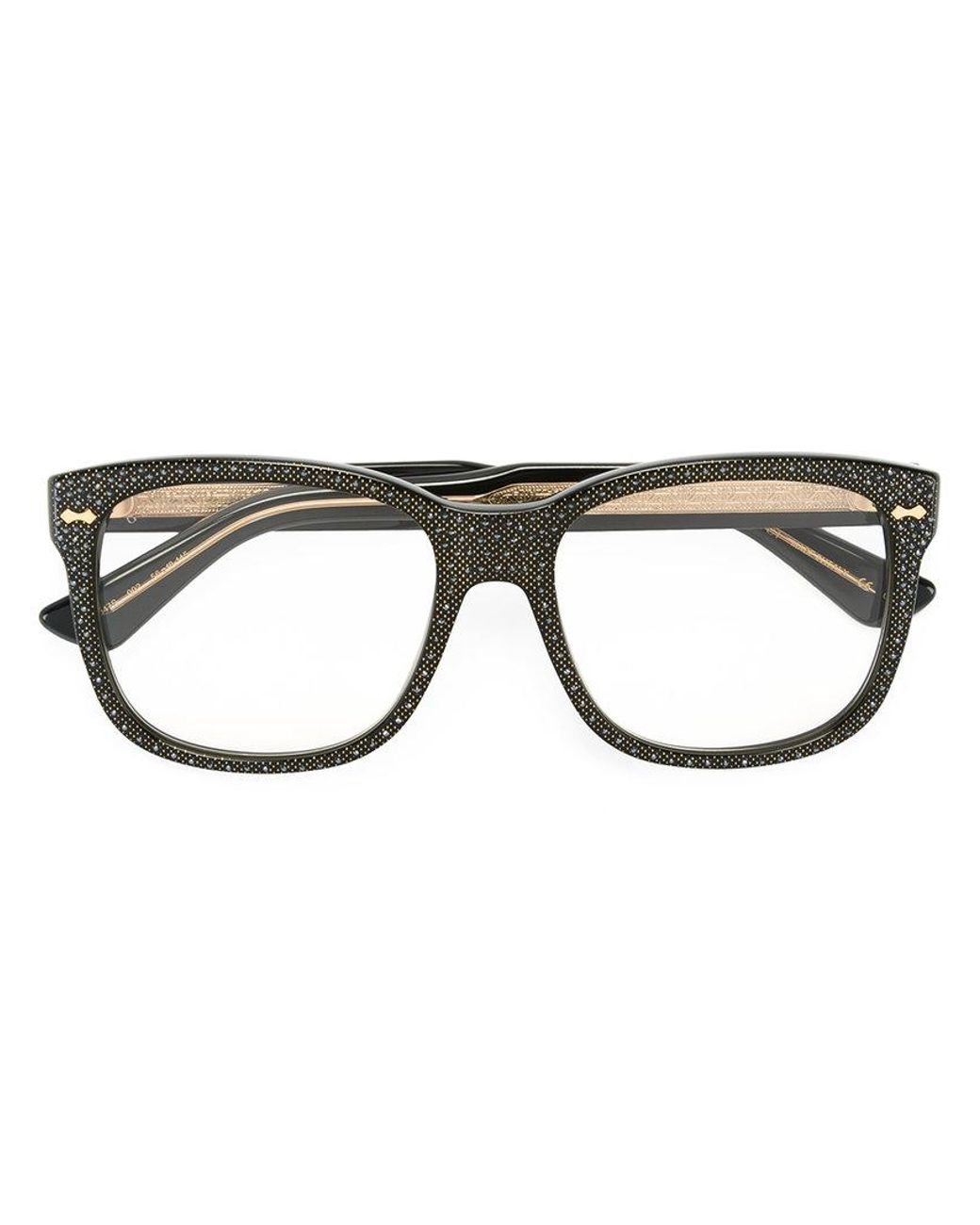 Gucci Square Frame Rhinestone Glasses in Black Lyst