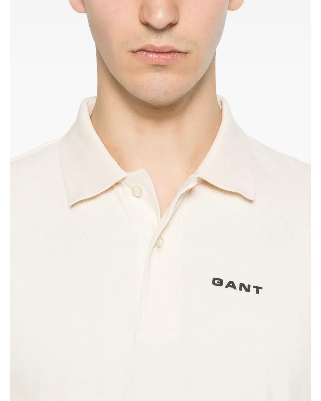 Gant White Logo-Print Piqué Polo Shirt for men