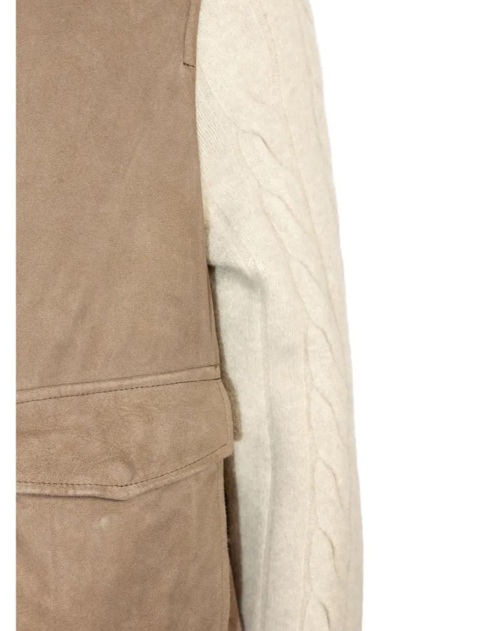 Volfagli Natural Arena Cable-Knit Suede Jacket for men