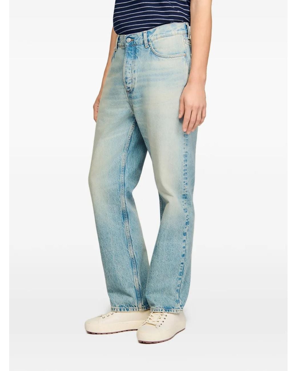 Sandro Blue Faded Wide-Leg Jeans for men