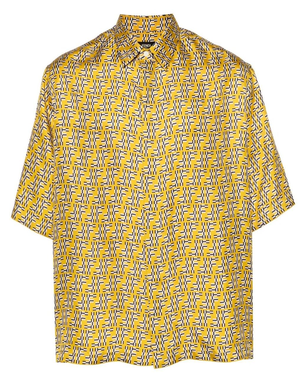 Fendi Yellow Ff-Print Shirt for men