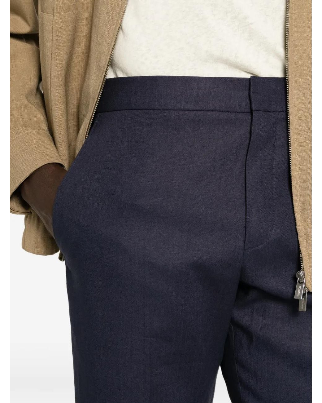 Zegna Blue Oasi Lino Pants for men