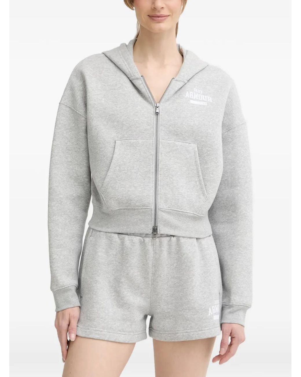 Under Armour Gray Logo-Print Zip-Up Hoodie