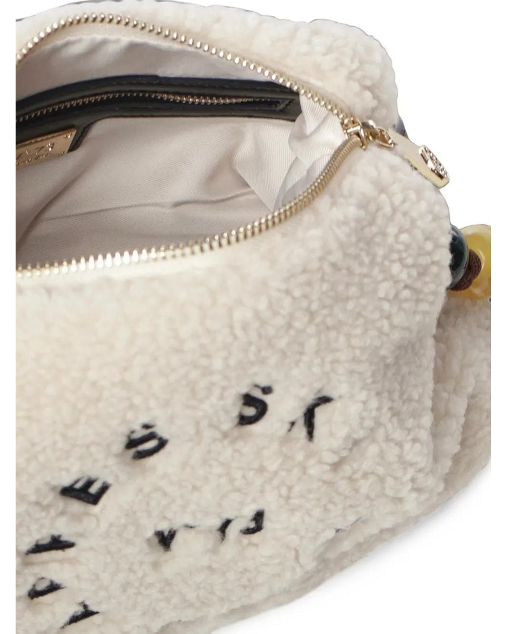 V73 White Embroidered Teddy-Effect Tote Bag