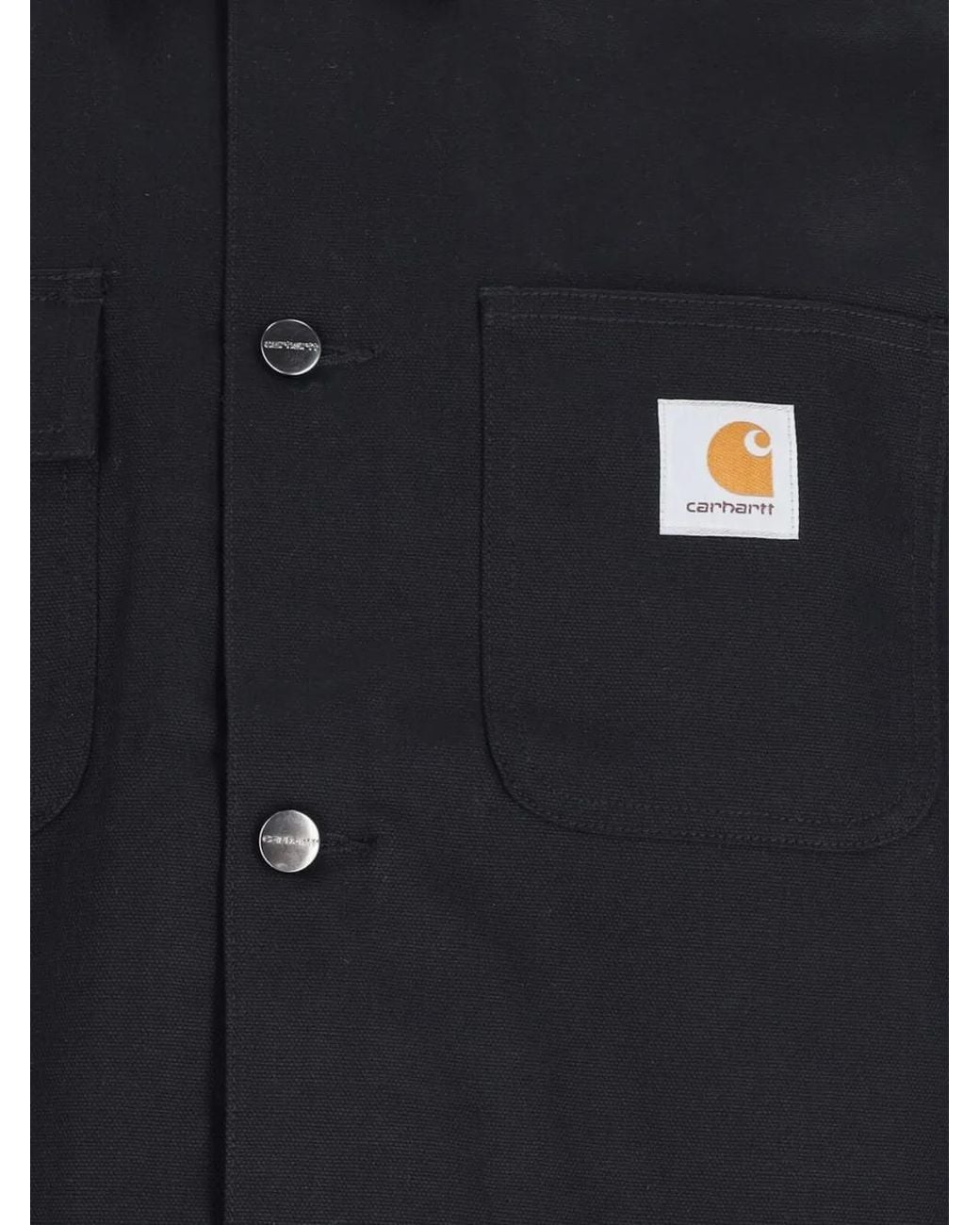 Carhartt Blue Michigan Chore Logo-Patch Corduroy-Collar Jacket for men