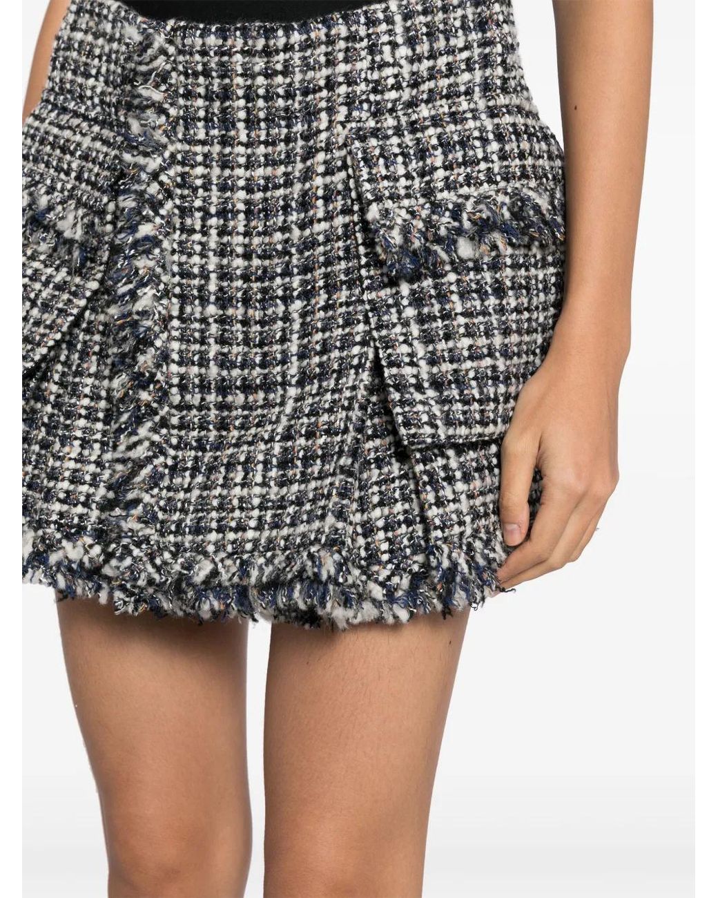 Sacai Gray Twill Wool-Blend Skirt