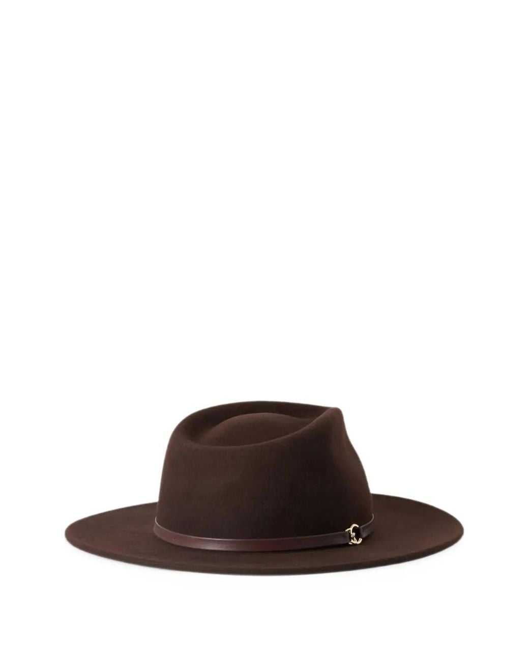 Coccinelle Brown Elise Leather-Trim Fedora Hat