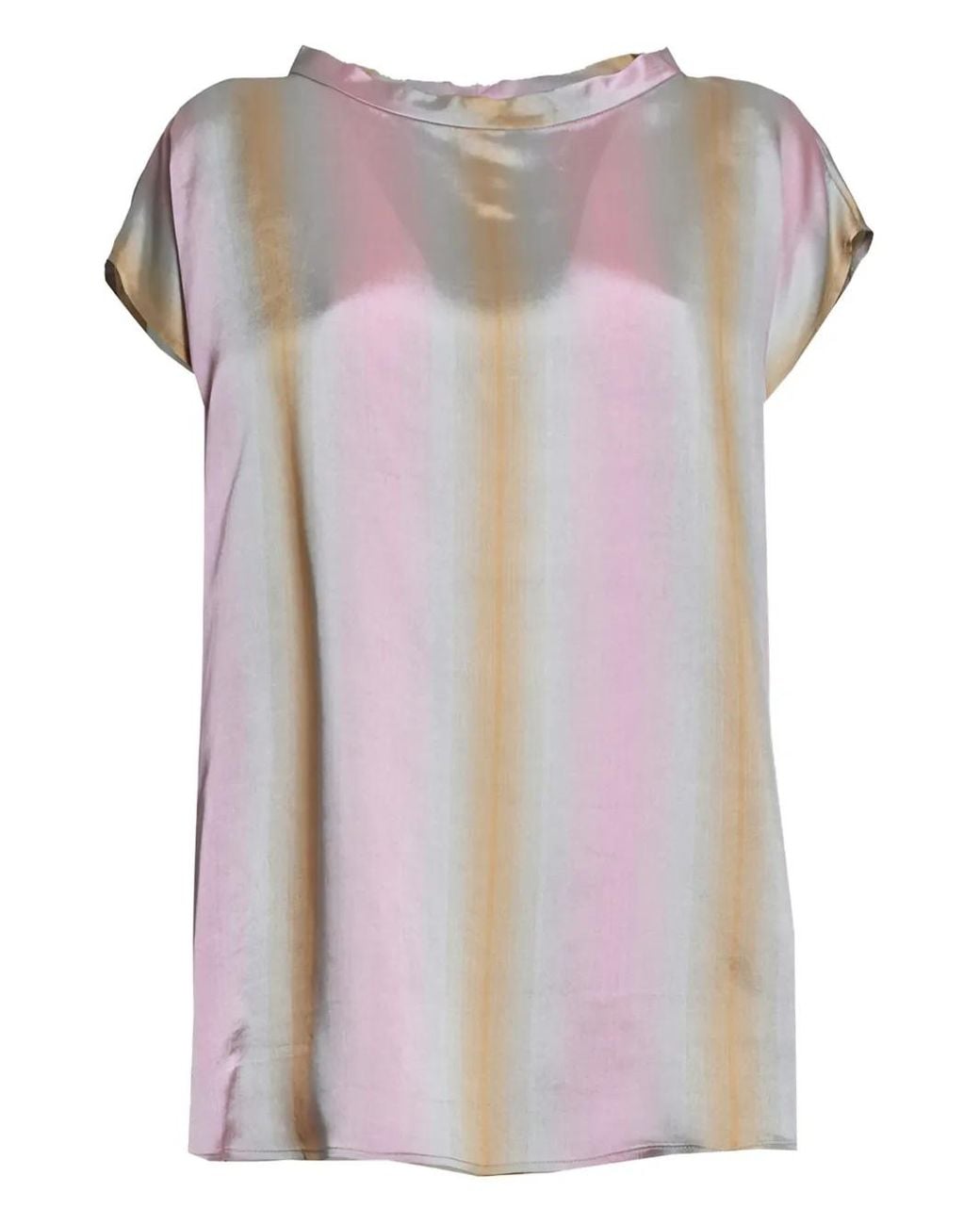 Aspesi Pink Stripe-Print Short-Sleeves Top