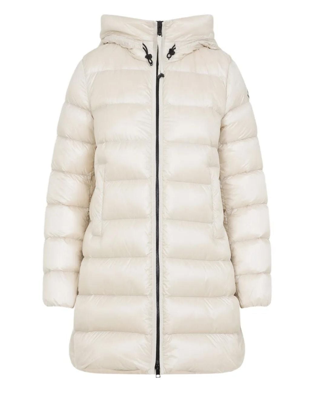 Moncler White Zip-Up Quilted Coat