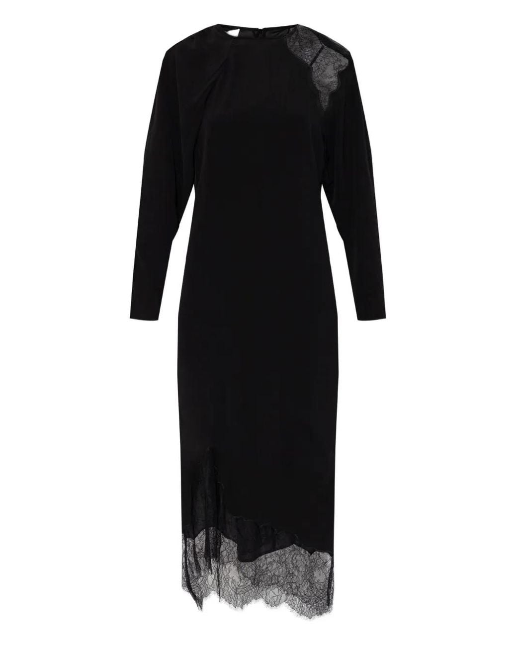 chinese dress ladies Iria Black Lace Midi Dress | Asymmetric Ruched Skirt