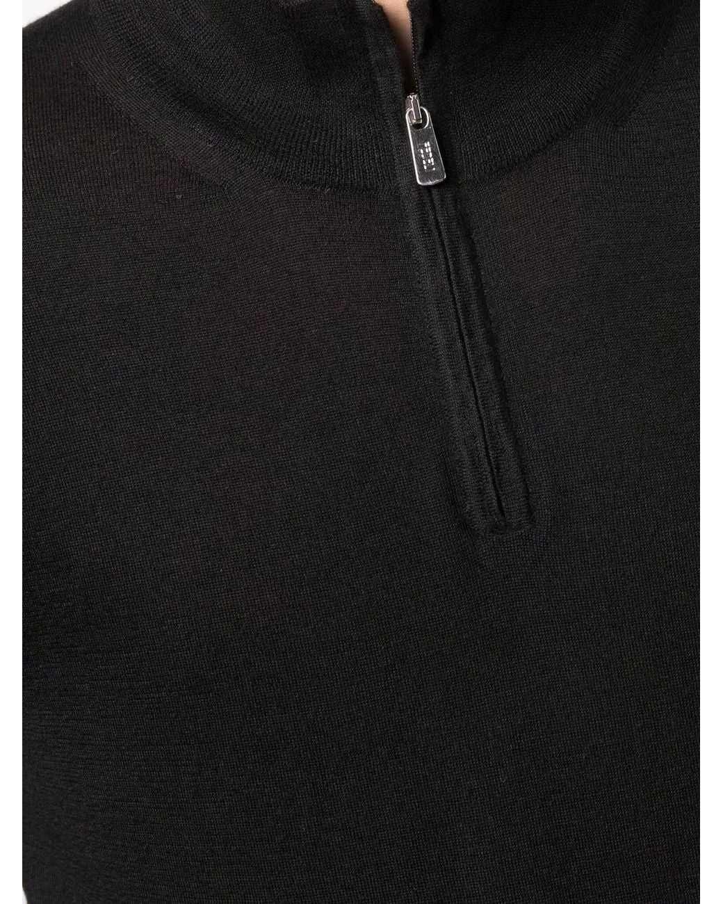 Fedeli Black Roll-Neck Rib-Trimmed Jumper for men