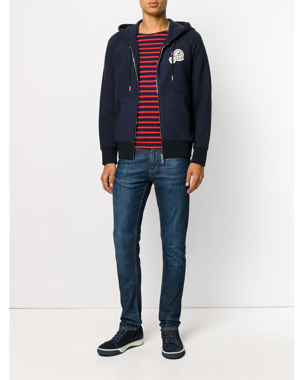 Moncler Double Logo Hoodie in Blue for Men Lyst UK