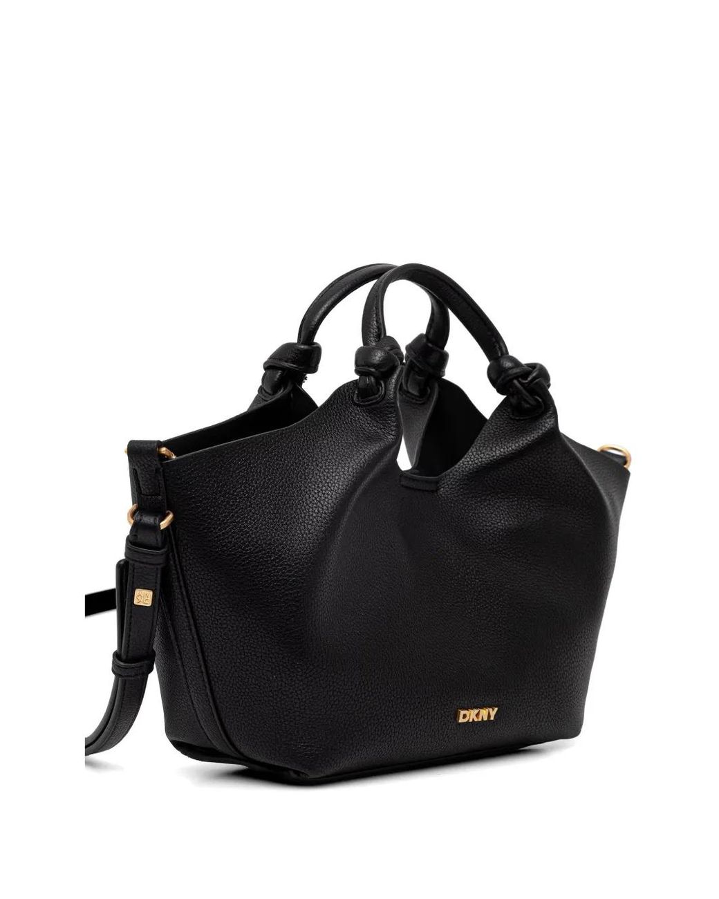 DKNY Black Paula Knotted Pebbled-Leather Tote Bag