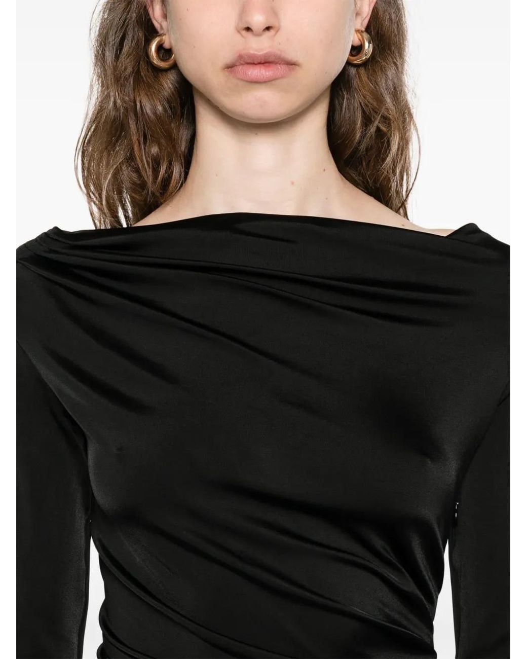 Victoria Beckham Black Floor-Length Dress With Off-The-Shoulder Neckline