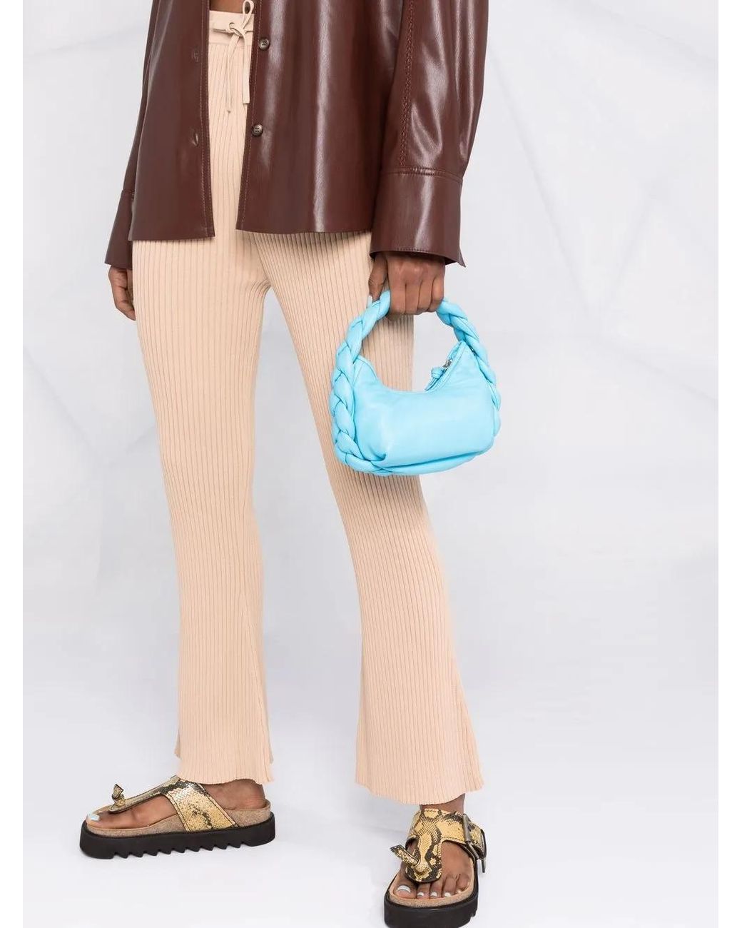 Nanushka Natural Ribbed Knitted Trousers