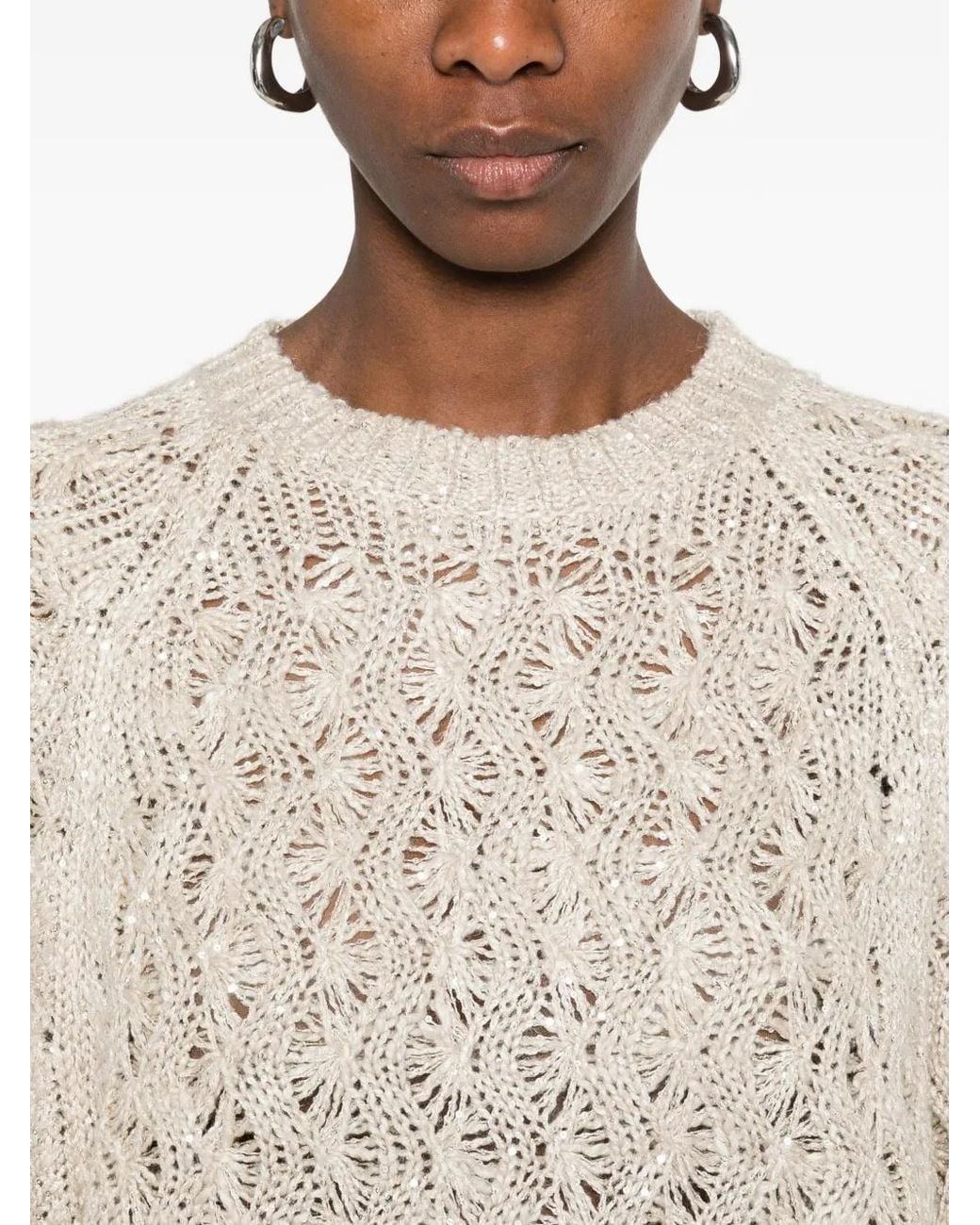 Brunello Cucinelli White Short Sleeve Sweater