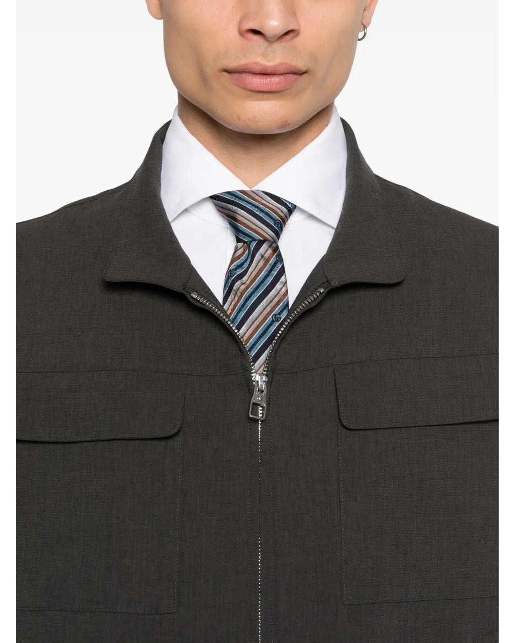 Montecore Black Patch Pocket Zip Jacket for men