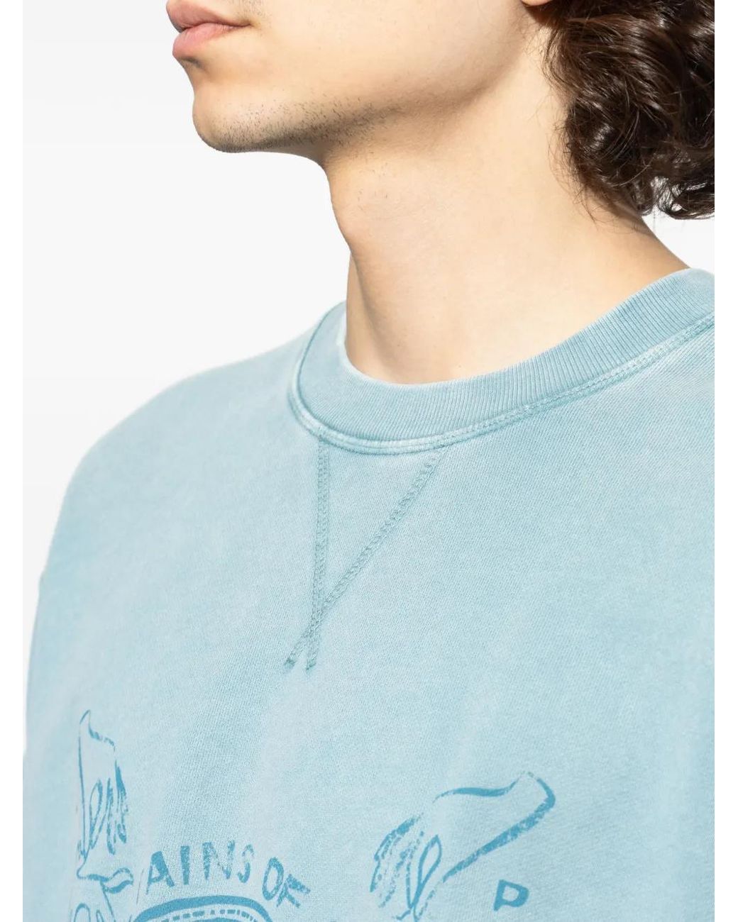 Maison Kitsuné Blue Graphic Crew-Neck Sweatshirt for men