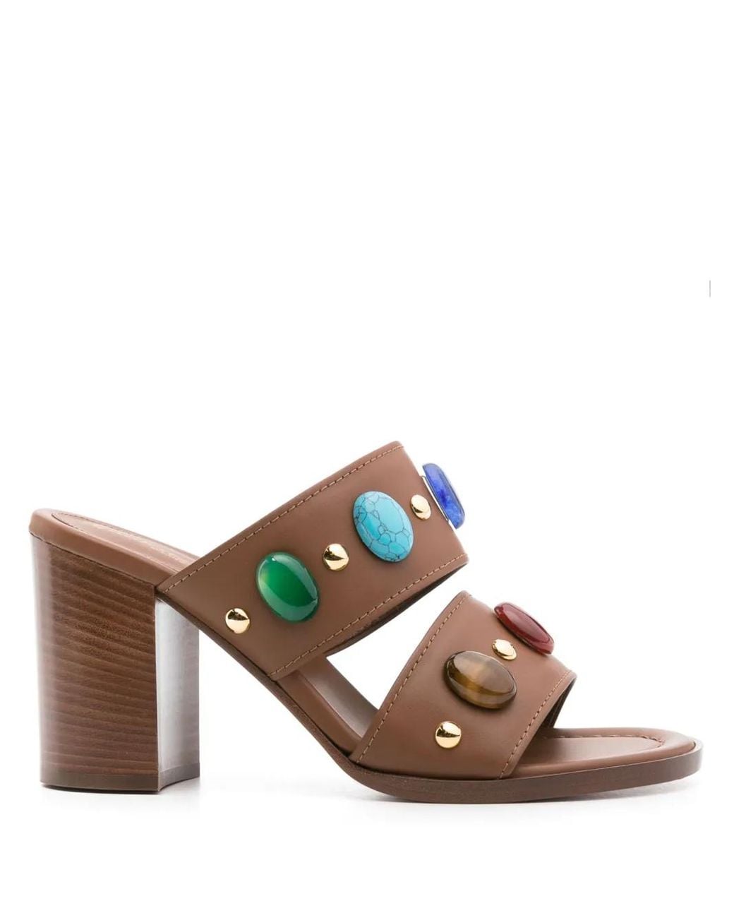 Gianvito Rossi Brown Beaded Leather Sandals