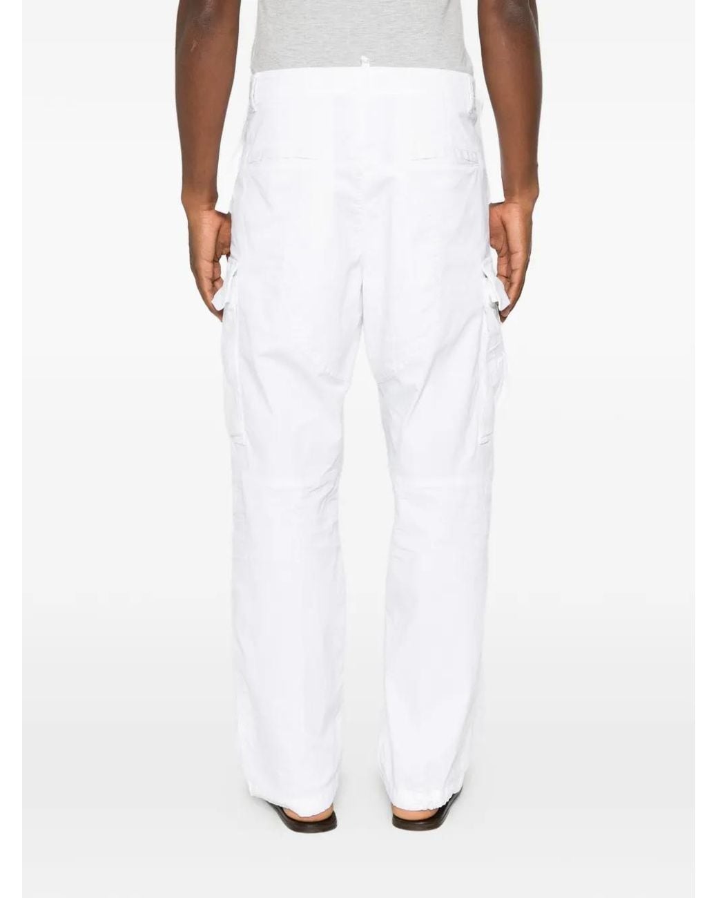 DSquared² White Logo-Patch Flap-Pocket Trousers for men