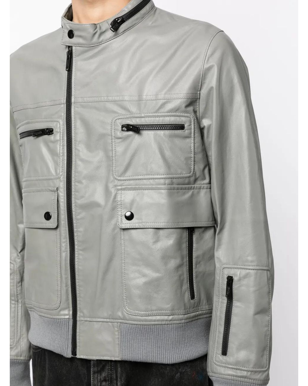 Undercover Gray Zip-Up Biker Jacket for men