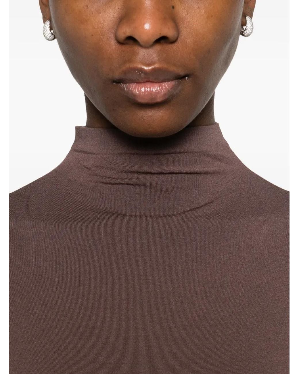Wolford Brown Roll-Neck Sleeveless Bodysuit