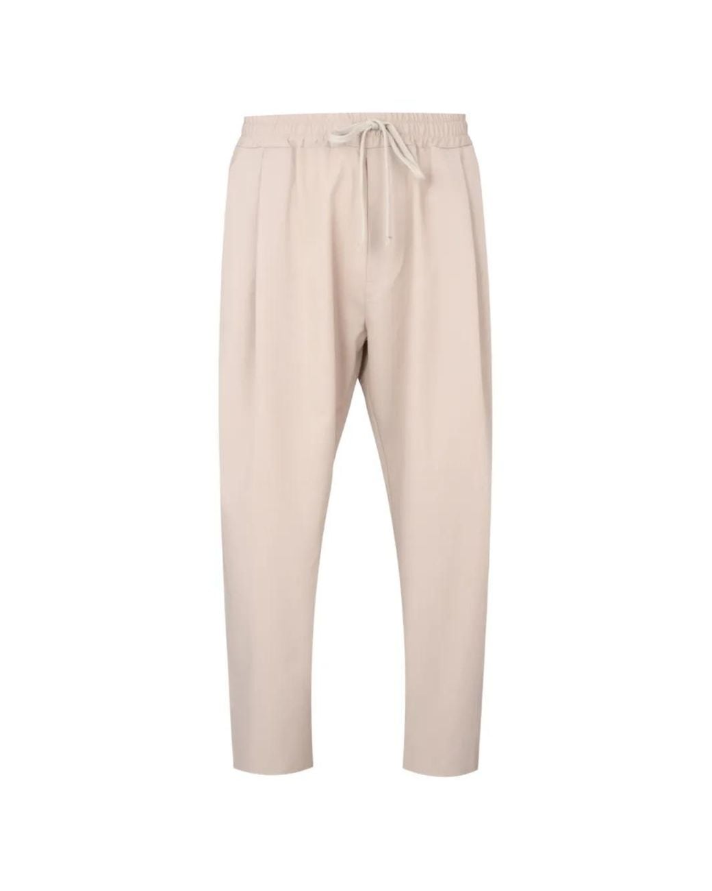 Gaelle Paris Natural Pleated Drawstring-Waist Trousers for men