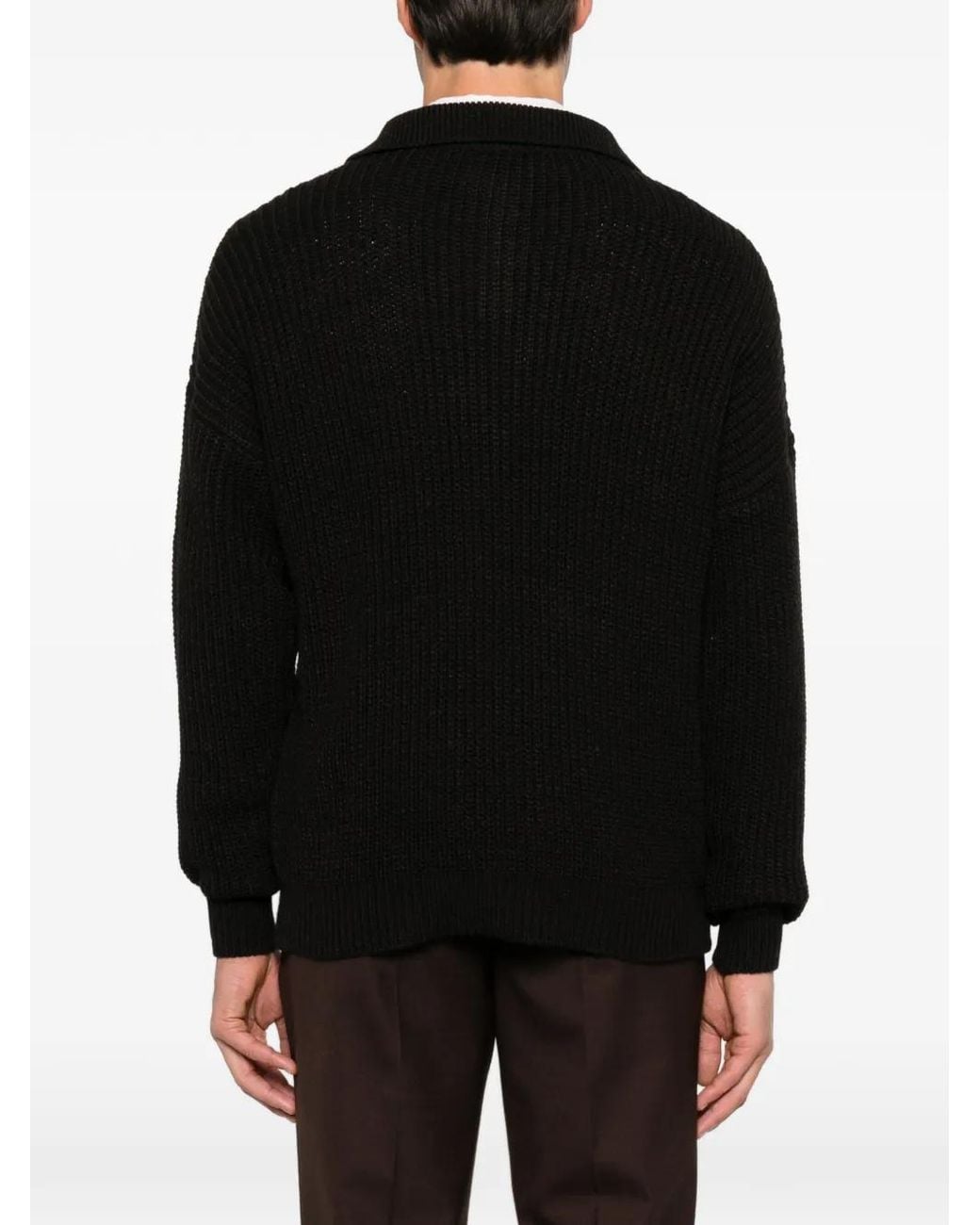 Imperial Black Ribbed-Knit Sweater for men