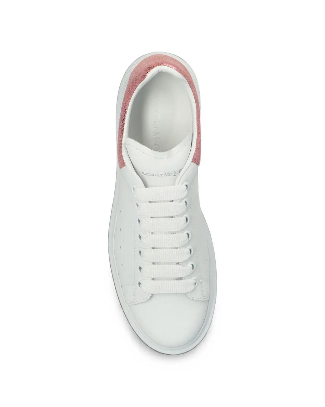 McQueen White Oversized Metallic-Effect Leather Trainers