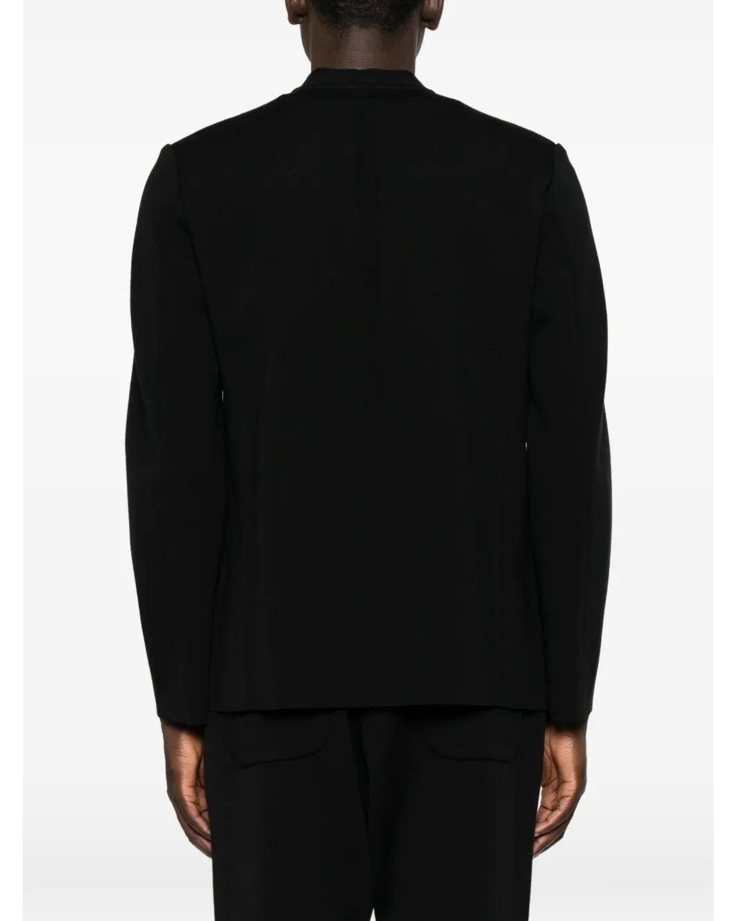 CFCL Black Single-Breasted Collarless Jacket for men