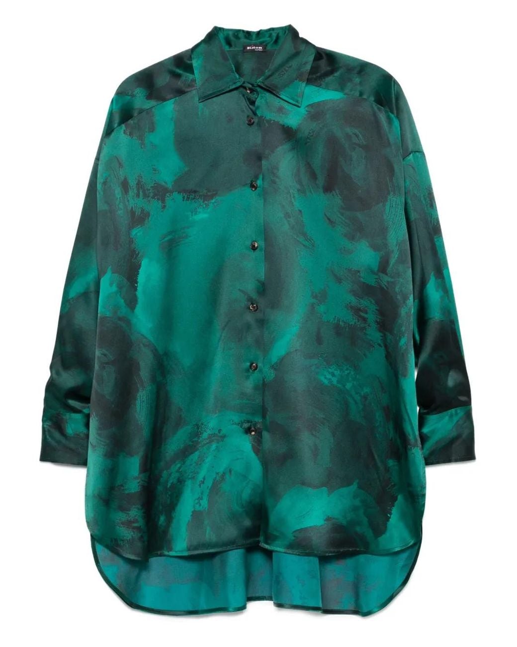 Camisa Estampada De Seda Kiton de color Green