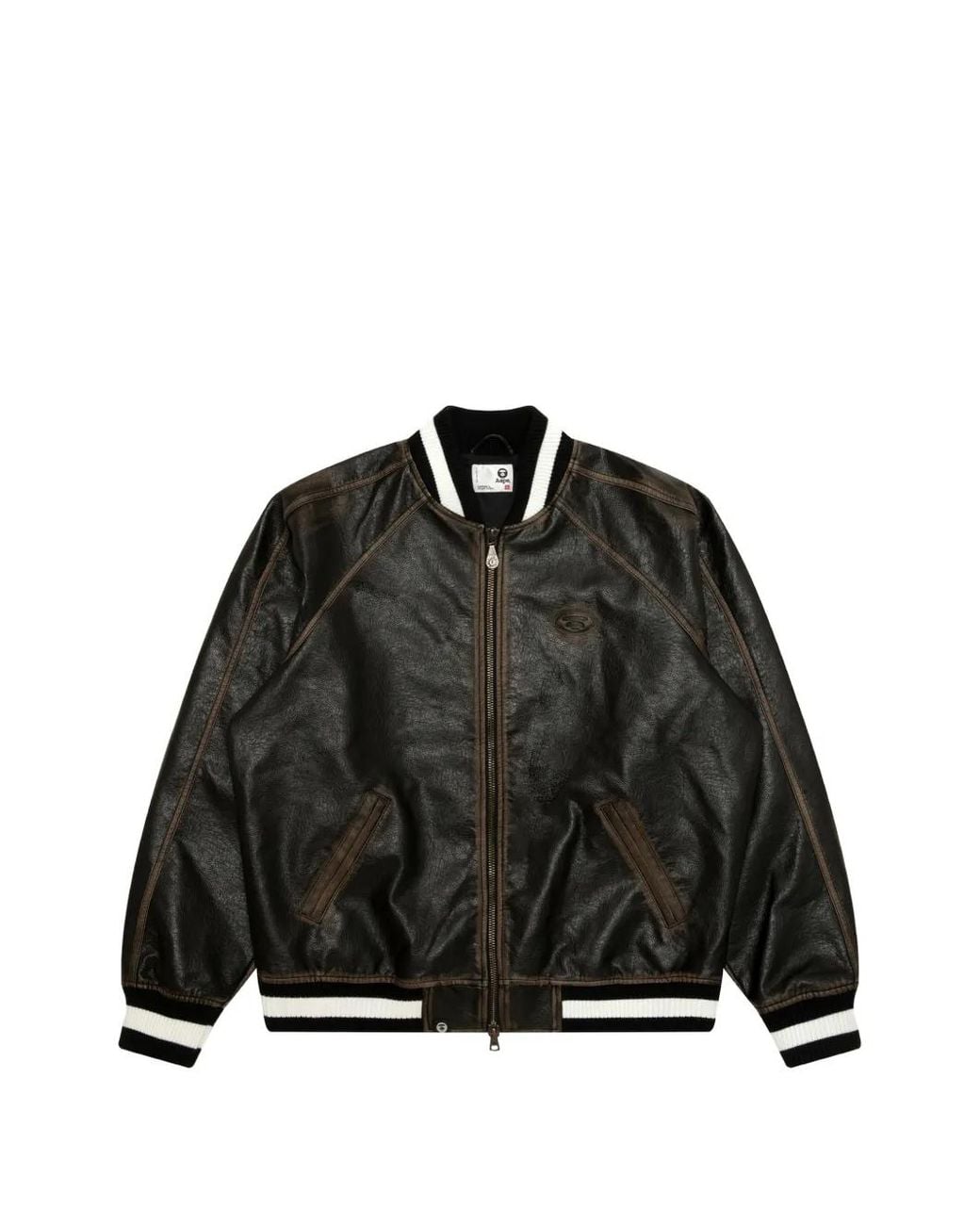 Aape By A Bathing Ape Black Faux-Leather Bomber Jacket for men
