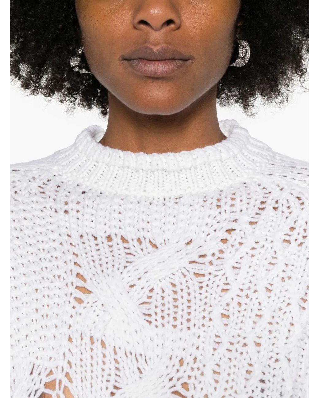 Ermanno Scervino White Long Sleeve Crew Neck Sweater
