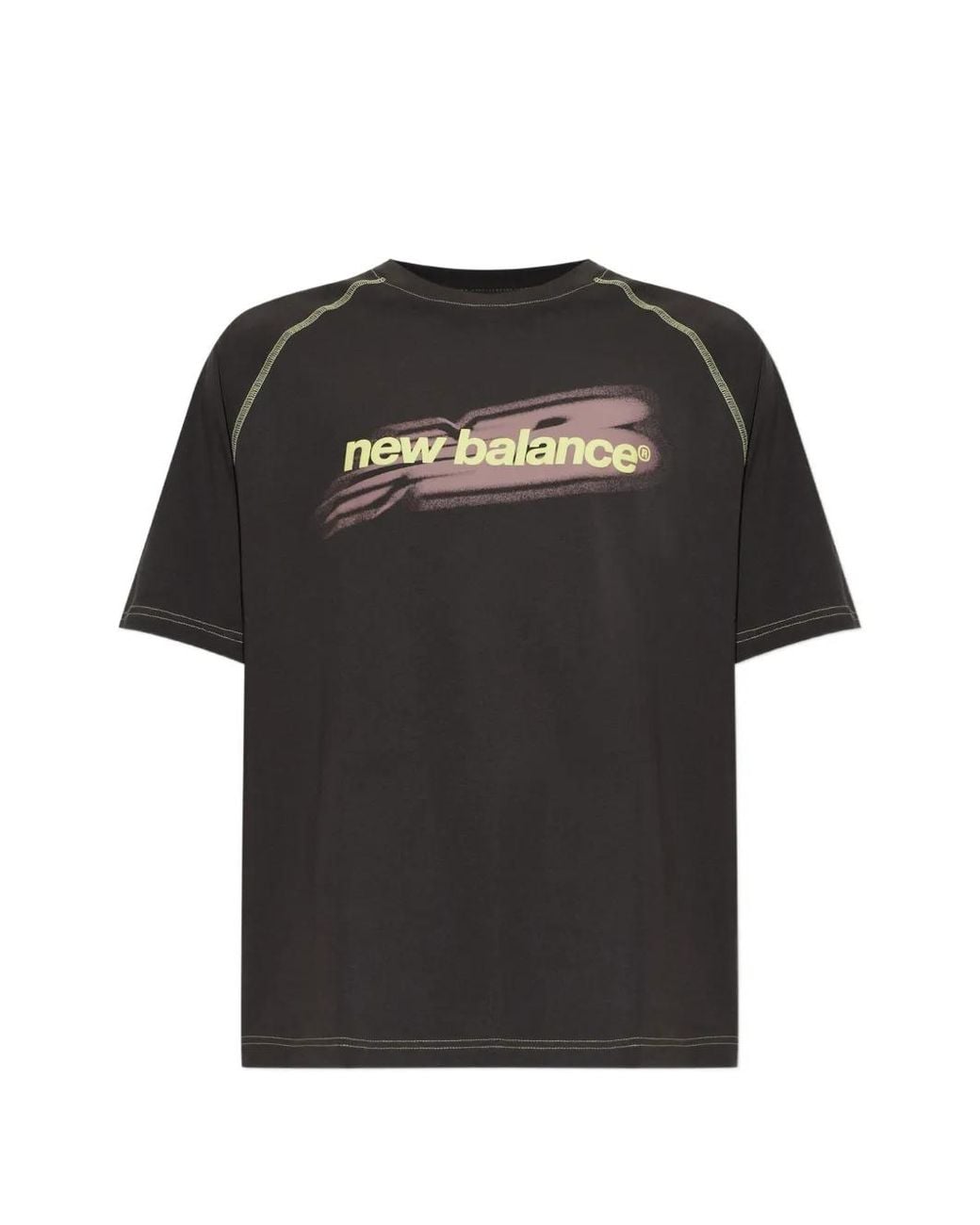 New Balance Black Logo-Print Raglan-Sleeve T-Shirt for men