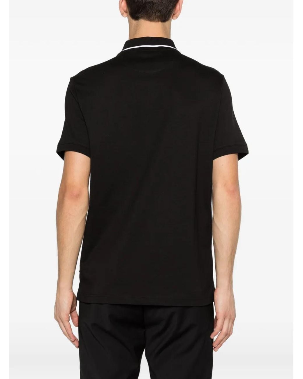 Michael Kors Black Logo-Print Tipped Polo Shirt for men
